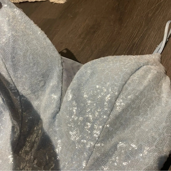 Windsor Lizza Formal Sequin Slit Long Dress in Light Blue Prom Bridesmaid - Picture 9 of 13